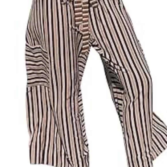 Free People Pants - Free people size large Striped Black and White wide leg